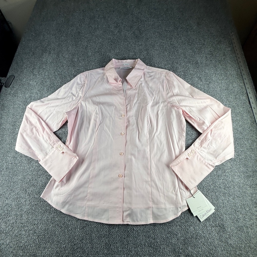 Calvin Klein Suits Pink Non-Iron Button Up Blouse S2TB942A Womens 16 NEW